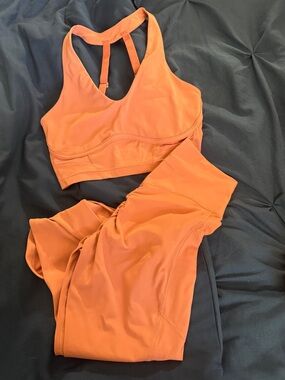 Gymshark Orange Racerback Sports Bra and Leggings Set